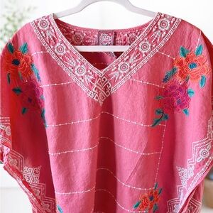 Pink Johnny Was LA Floral Embroidered Cover Up